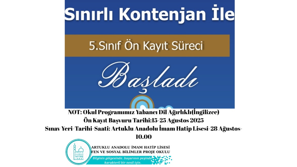 2025-2026 Eğitim Öğretim Yılı 5. Sınıf Öğrenci Seçme Sınavı Başvuruları Süreci Başladı.